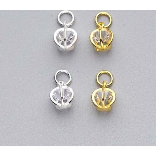 Gold Silver Color Hollow Out Ball With Zircon Inside Charms 10x7mm 925 Sterling Silver Decoration Pendants Findings DIY Jewelry