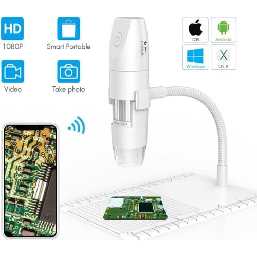 2MP 1080P Wireless WIFI Digital Microscope 50-1000X CMOS Borescope