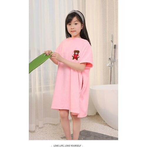 Kids Cute Fast Absorbing Water Changing Robe Beach Towel Outdoor Sports Soft Hooded Poncho Bath Towel Dress Swimming Cloak