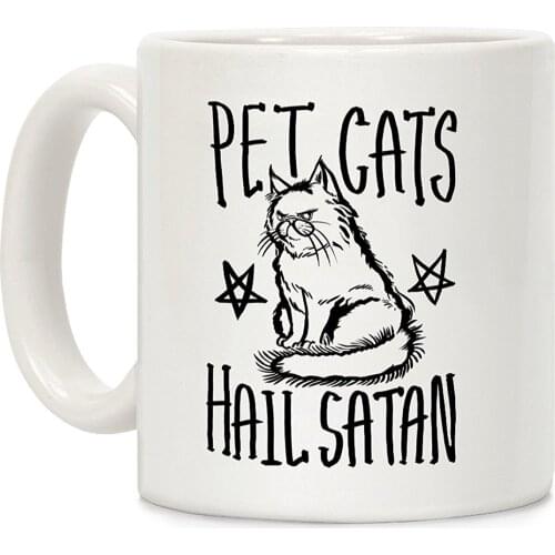 Pet Cats/Dogs Hail Satan White 11 Ounce Ceramic Coffee Mug