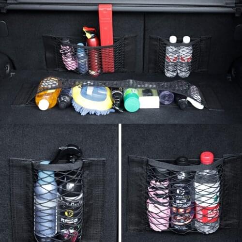 Car Back Rear Trunk Seat Elastic String Net Magic Sticker Mesh Storage Bag Pocket Cage Auto Organizer Seat Back Bag