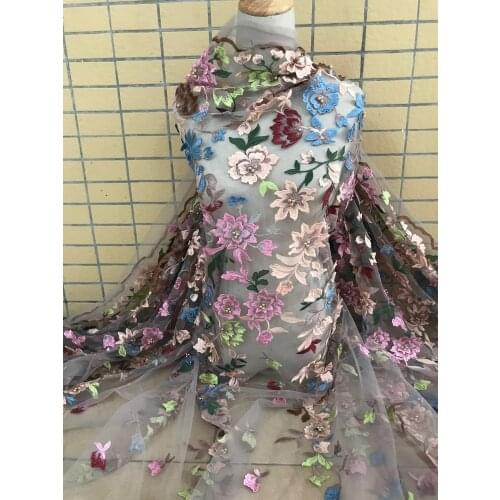 Nigerian embroidered net lace fabric pretty flower SYJ-566820 french net fabric for bridal dress