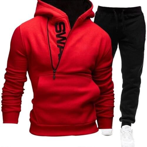 Track and field suit mens two-piece sweatshirt + sweatpants fitness clothes casual mens sportswear suit running sports fitness