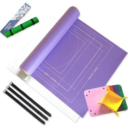 Jigsaw Puzzle Mat Roll Up Saver Portable Storage Pad with Guiding Lines Paper Tube Folding Sorting Trays Straps