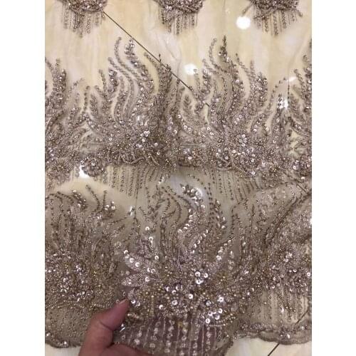 French Nigerian Lace Fabric J-666828 High Quality handmade beaded Tulle African Laces Fabric