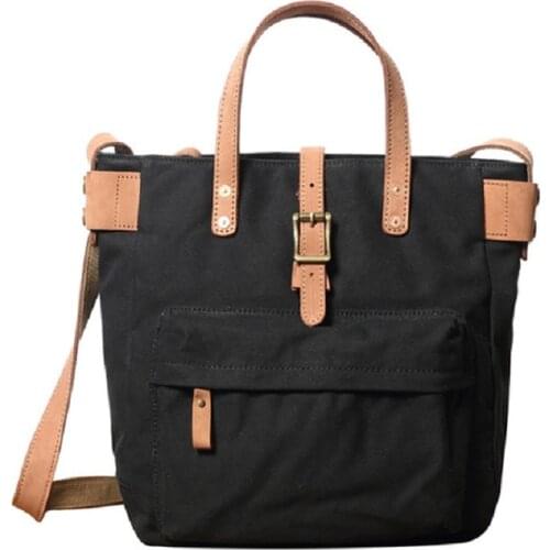 M336 Korean Retro New Literary Vintage Unisex Military Canvas Leather Shoulder Bag Messenger Bag Crossbody Bag Male