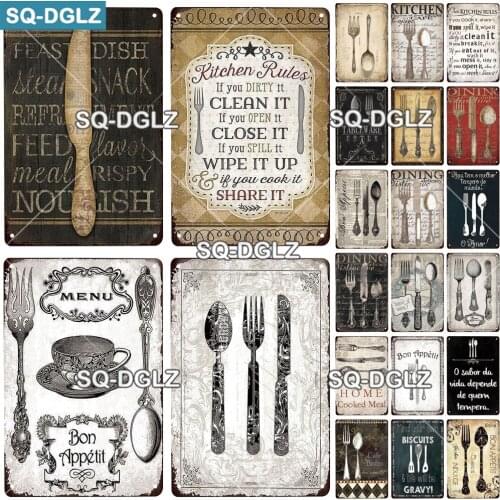 Kitchen Rule Metal Sign Vintage Tin Sign Home Decor For Bar Pub Club Decoration Metal Plaque Painting Art Poster Decor