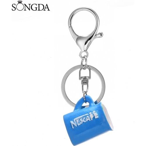 Mini Simulation Coffee Cup Keychain Cute Mug 3D Resin Mold Acrylic Keyring Bag Decoration Jewelry Creative Women Men Accessories