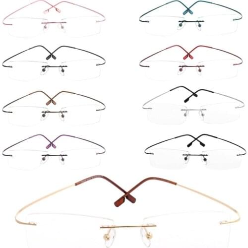 Fashion Metal Rimless Eye Glasses Eyeglasses Frame Spectacle Frames Reading Glasses Fashion Square Nerd Computer Readers Anti