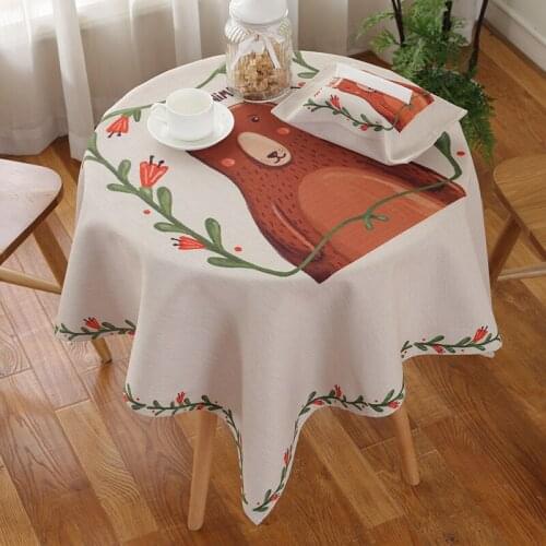 Cartoon Square Tablecloths Cute All Season Table Covers for Round Table Simplicity Modern Dinning Table Drapes Home Decoration