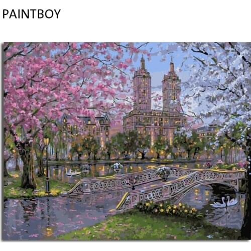 Landscape Frameless Pictures Painting By Numbers DIY Digital Canvas Oil Painting Home Decoration For Living Roon GX7114 40*50cm