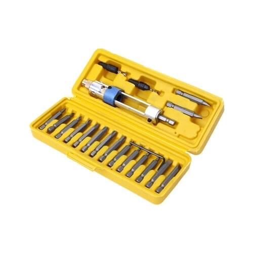 20PCS Half Time Drill Driver Multi Screwdriver Sets 16 Kinds Head with Countersink Bits Allen Wrench Driving Repair Tool Kits