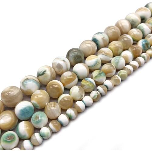 Natural Luminous Green Tridacnas Shell Round Loose Beads 6 8 10 MM Size for Jewelry Making DIY Bracelet Necklace Gift for Women