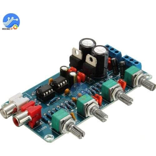 NE5532 Stereo Preamp Tone Board Volume Control 4 Channel HIFI Digital Amplifier AC 12V Sound Board for Telephone Preamp