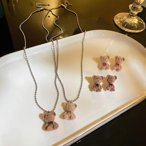 2021 New Cute Plush Bear Necklace For Women Men Girls Long Sweater Chain Trendy Cartoon Original Jewelry Gifts