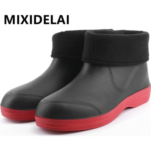 New Unisex Winter Rain Boots Warm Snow Boots Non-Slip Men Rain Shoes Waterproof Rain Boots Mens Water Boots Rubber Work Shoes
