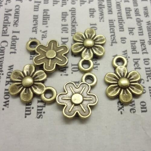 Wholesale 160 pcs Vintage Charms Flower Pendant Antique bronze Fit Bracelets Necklace DIY Metal Jewelry Making