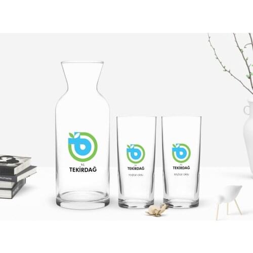 Personalized Colorful Printed Tekirdağ Design Tourist Dual Arrack Cup and Carafe Gift Seti-1