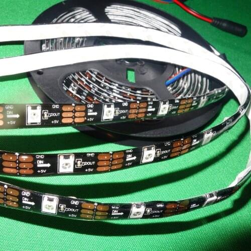 5m 30LEDs/m DC5V addressable WS2812B led pixel strip,waterproof by silicon coating,30pixels per meter;BLACK PCB