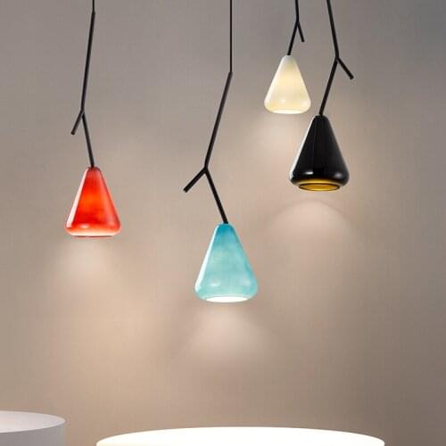 Nordic Modern Simple Stained Glass Pendant Lights Led E27 Home Decor Restaurant Bar Hanging Lamp Bedroom Bedside Study Balcony