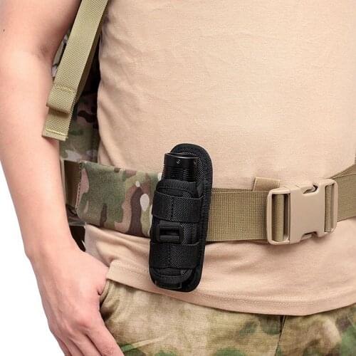 Durable LED Lighting Clip Torch Tactical Outdoor Flashlight Pouch Rotatable 360 Degrees For Hunting Sports Nylon Holster Belt