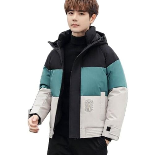 Down Coat,Mens Winter Down Jacket,New Winter Mens Down Jacket Hooded Blazer + Zipper Door Pocket Decorated With Three Colors 4