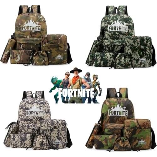 Fortnite Luminous School Bag Men Women Backpack Youth Camouflage Backpacks Fornite Back to School Supplies 5pcs Game Toys