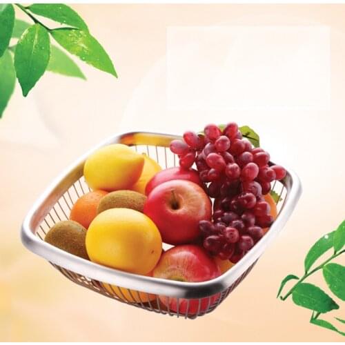 High quality Stainless Steel Sieve Vegetable Fruits Washing Fruit Basket Easy To Clean Thickening Storage Baskets Kitchen Tools