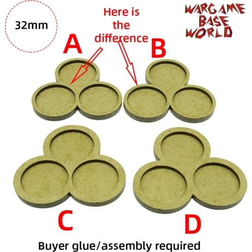 Wargame Base World - Movement Tray - 3 round 32mm - 3 sets