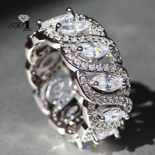 YaYI Jewelry Princess Cut 15 CT Red Zircon Silver Color Engagement Rings wedding Heart Rings Girls Party ring Gifts 670