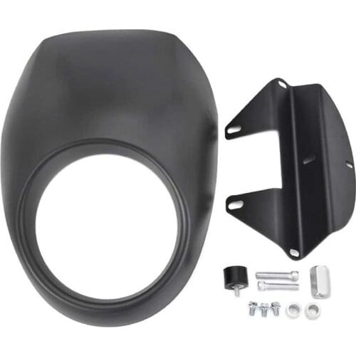 Motorcycle Front Headlight Fairing Mask Cover Fork Cowl Compatible with Bracket for FX XL 883 1200 1973-UP,Matte Black