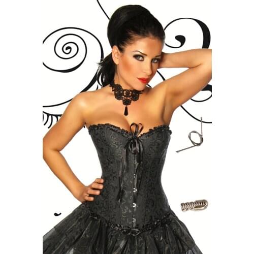 Womens Gothic Bridal Corsets and Bustiers Steel Boned Overbust Corset Sexy Lingerie Corset Top 2875 Not have skirt