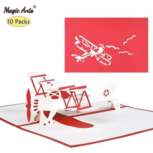 10 Pack 3D Airplane Model Pop-Up Birthday Card for Kids Business Greeting Card Postcard Handmade Wholesale