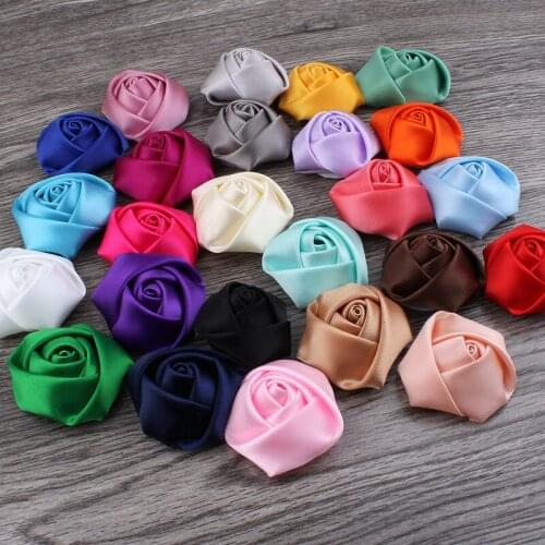 100Pieces/Bag Size 3.5CM Ribbon Rose Handmade Satin Rose Ribbons Flowers Material For DIY Wedding Bouquet Flower Accessories