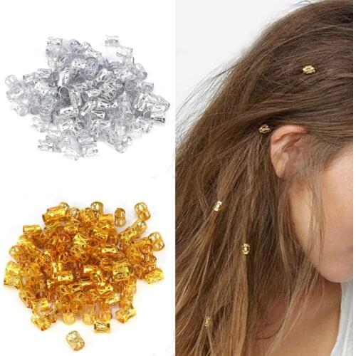 100Pcs/pack Hair Decor Extension Braids Cuff Hole Dreadlocks Dread Beads Rings Clips Pins Adjustable Tube Set