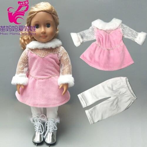 18 inch girl doll skating clothes pants pink winter skate suit for baby new born doll clothes