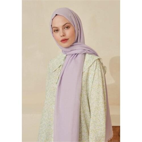 2021 New Fashion Hijab Cotton Voile Scarf Long Muslim Shawl Plain Soft Turban Tie Head Wraps African Headband For Women 85*200cm