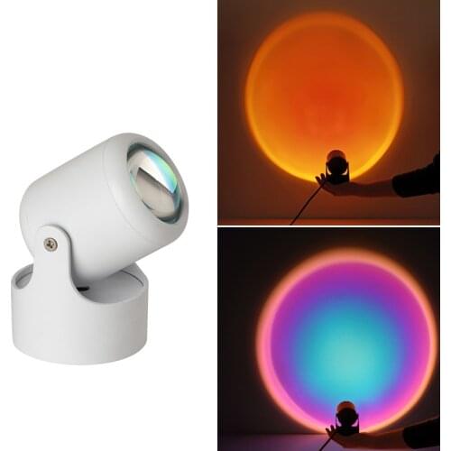 2021 USB Button Rainbow Sunset Projector Atmosphere Led Night Light Home Coffee shop Background Wall Decoration