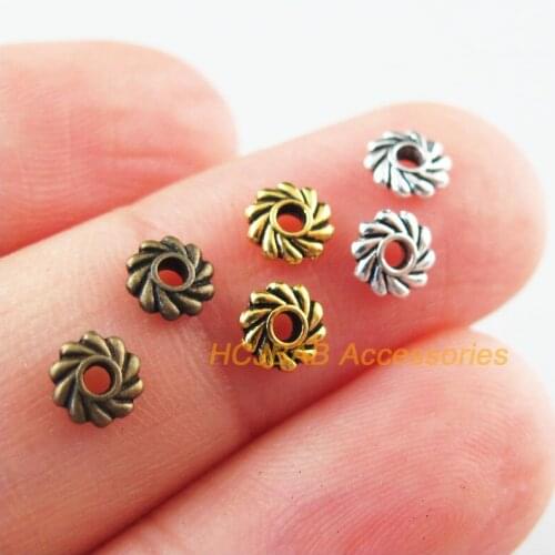 250Pcs Retro Tibetan Silver Antiqued Gold Bronze Tone Daisy Flower Spacer Beads Charms 5mm