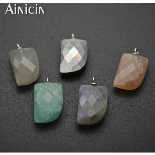5pcs Faceted Flat Horn Shape Charms 10x20mm Pendants Natural Semi-precious Stone Fashion Jewelry Making Findings