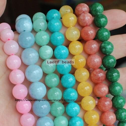 MaLai Jade Aquamarine/Emerald/Beeswax/Kunzite Lavender/Red/Green/Yellow 4-14mm Round Loose beads,For DIY Jewelry Making