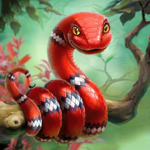 5D DIY Diamond Painting Cartoon Snake Full Circular Diamond Of Rhinestones Embroidery Snake Cross Stitch Wall Sticker Home Decor