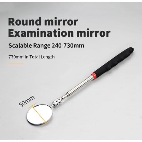 50mm Car Telescopic Detection Lens Inspection Round Mirror 360 Degree Repair Tool for Automotive Maintenance Inspection Mirror