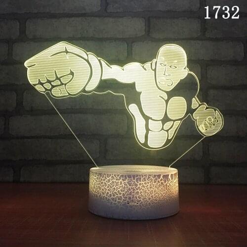 Boxing 3d Night Lamp Creative Touch Seven-color Table Led Night Light Christmas Gift Childrens Toys 3d Light Fixtures