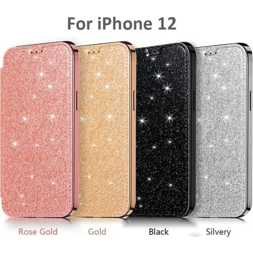 Luxury Plating TPU+Leather Flip Phone Case on For iPhone 12 11 Pro X Xs Max XR 6 6s Plus 7 8 Plus Soft Back Cover Case Capa