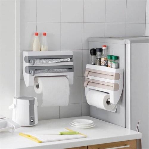 Store Kitchen Refrigerator Hang Film Storage Cutting Holder Wrap Cutter Tin Sheets Paper Towel Holder Kitchen Shelf Hook