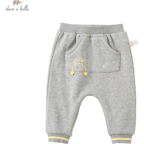 DBX19294 dave bella winter baby boys fashion cartoon pockets pants children full length kids boy pants infant toddler trousers