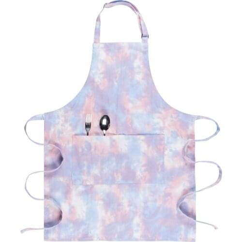 Eco-friendly Cotton Adjustable Unisex Apron Tie-dye Design Beverage Shop Coffee Shop Flower Shop Restaurant Household Cleaning