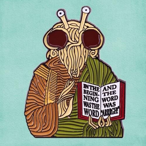 FSM Flying Spaghetti Monster enamel pin Pastafarianism Ramen Atheist God Badge Funny Religious Thought brooch Jewelry