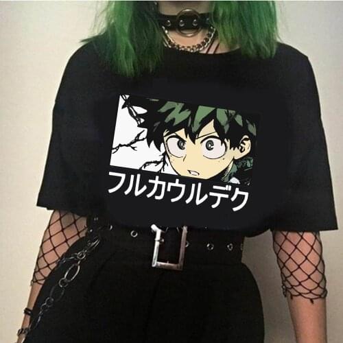 Harajuku My Hero Academia Unisex T-shirt Japanese Anime Izuku Midoriya Printed Mens Tees Streetwear Casual Tops